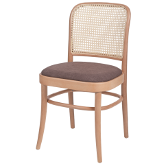 Holz Restaurantstuhl LOOMI 811 Rattan mit braunem Sitz
