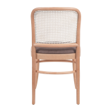 Holz Restaurantstuhl LOOMI 811 Rattan mit braunem Sitz
