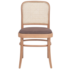 Holz Restaurantstuhl LOOMI 811 Rattan mit braunem Sitz