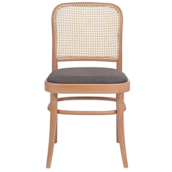 Holz Restaurantstuhl LOOMI 811 Rattan mit grauem Sitz