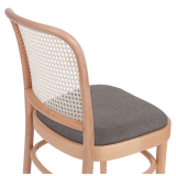 Holz Restaurantstuhl LOOMI 811 Rattan mit grauem Sitz