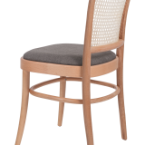 Holz Restaurantstuhl LOOMI 811 Rattan mit grauem Sitz
