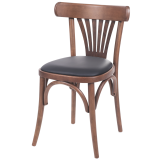 Holz Restaurantstuhl LEGEND mit schwarzem Kunstledersitz