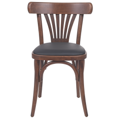 Holz Restaurantstuhl LEGEND mit schwarzem Kunstledersitz