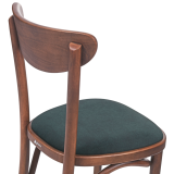 Holz Restaurantstuhl BOOMERANG mit grünem Sitz