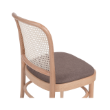 Holz Restaurantstuhl LOOMI 811 Rattan mit braunem Sitz