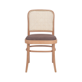 Holz Restaurantstuhl LOOMI 811 Rattan mit braunem Sitz