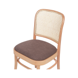 Holz Restaurantstuhl LOOMI 811 Rattan mit braunem Sitz