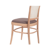 Holz Restaurantstuhl LOOMI 811 Rattan mit braunem Sitz