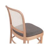 Holz Restaurantstuhl LOOMI 811 Rattan mit grauem Sitz