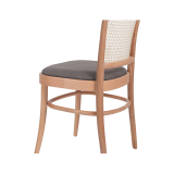 Holz Restaurantstuhl LOOMI 811 Rattan mit grauem Sitz