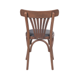 Holz Restaurantstuhl LEGEND mit schwarzem Kunstledersitz