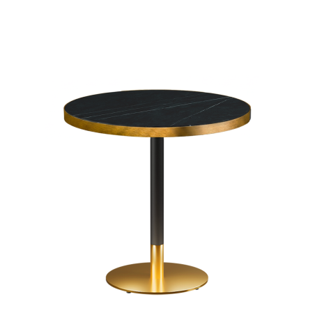 Bistrotisch OMEGA R fi 68 Trockengrauer Stein mit Goldener Kante