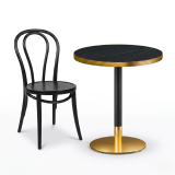 Bistrotisch OMEGA R fi 68 Trockengrauer Stein mit Goldener Kante