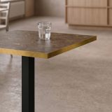 Bistrotisch ALFA S 68x68 Walnuss mit Goldener Kante
