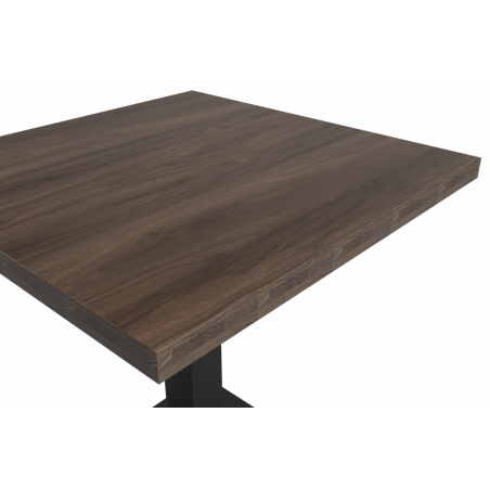 Bistrotisch ALFA S 68x68 Südliche Walnuss mit Dark Wood-Kante