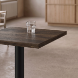 Bistrotisch ALFA S 68x68 Südliche Walnuss mit Dark Wood-Kante