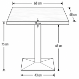 Bistrotisch GIZA 68x68 Cortona Eiche mit Light Wood-Kante