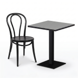 Bistrotisch ALFA S 68x68 Aschgrau mit Mattschwarzer Kante