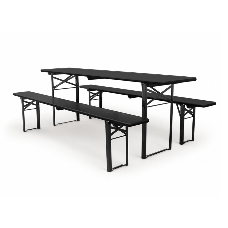 Bierzeltgarnitur in Brauereiqualität WOODY SOLID 220x50 Schwarz